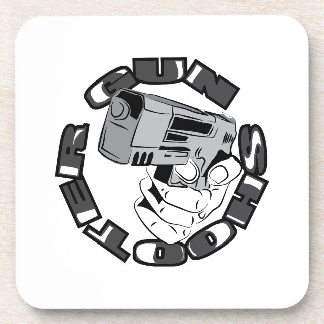 Gun shooter illustration coaster (Front)