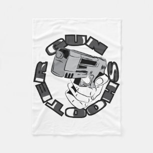 Gun shooter illustration fleece blanket