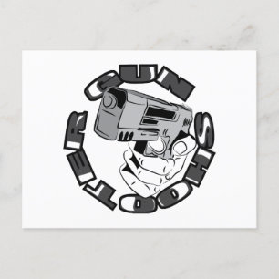 Gun shooter illustration holiday postcard