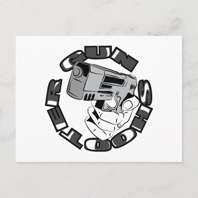 Gun shooter illustration holiday postcard (Front)
