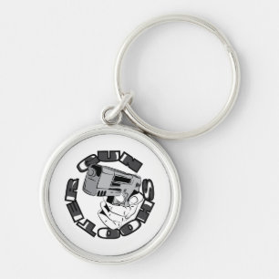 Gun shooter illustration key ring