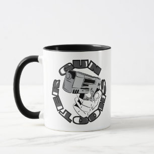 Gun shooter illustration mug