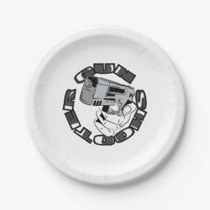 Gun shooter illustration paper plate