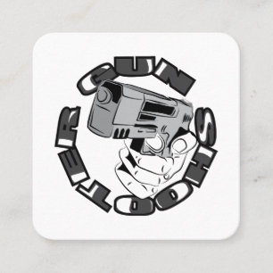 Gun shooter illustration square business card