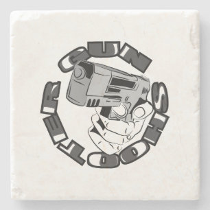 Gun shooter illustration stone coaster