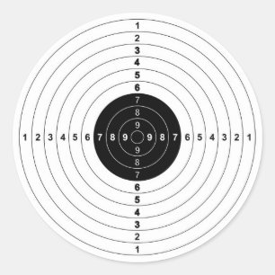 gun shooting range bulls eye target symbol classic round sticker