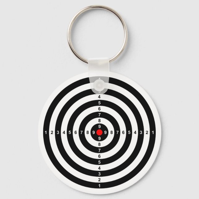 gun shooting range bulls eye target symbol key ring (Front)