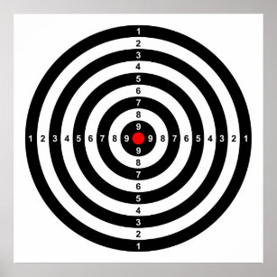 gun shooting range bulls eye target symbol poster