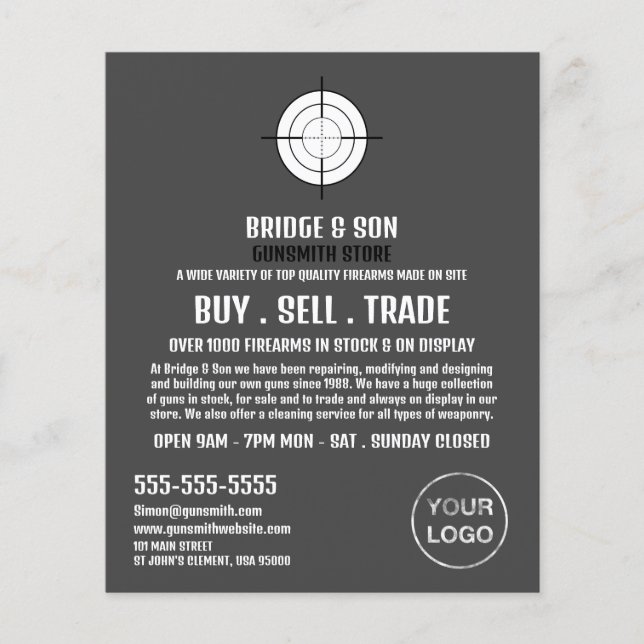 Gun Target, Gunsmith, Gunstore Advertising Flyer (Front)