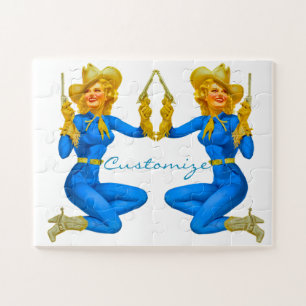 Gun-toting Pin-up Cowgirl Thunder_Cove Jigsaw Puzzle