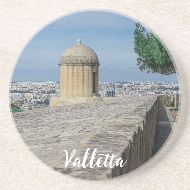 Gun turret on old city walls in Valletta, Malta Coaster (Front)