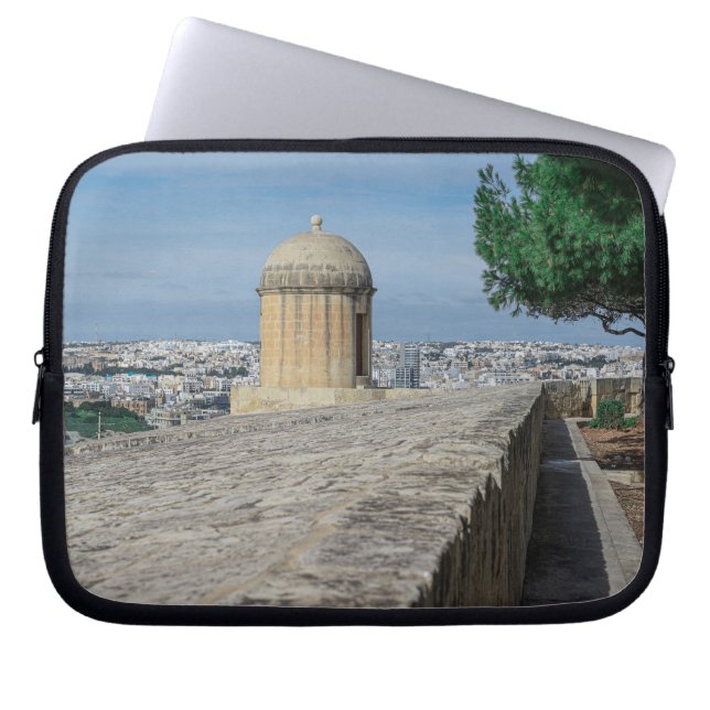 Gun turret on old city walls in Valletta, Malta Laptop Sleeve (Front)