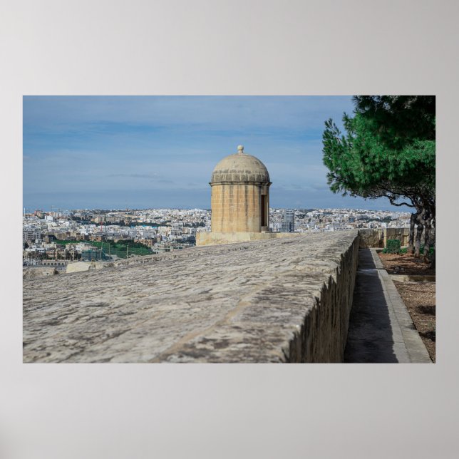 Gun turret on old city walls in Valletta, Malta Poster (Front)