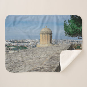 Gun turret on old city walls in Valletta, Malta Sherpa Blanket