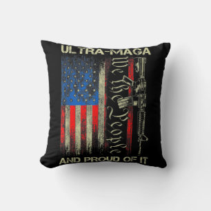 Gun USA Flag Patriots Ultra MAGA And Proud Of It  Cushion