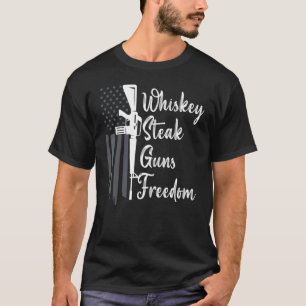 Gun Whisky Beer And Freedom With America Flag T-Shirt