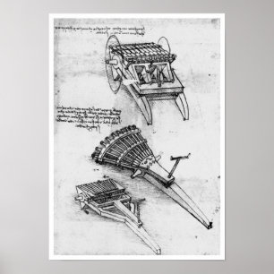 Gun with Array of Barrels, Leonardo da Vinci Poster