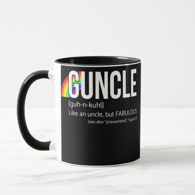 Guncle Definition Rainbow Pride Color For Uncle  Mug (Left)