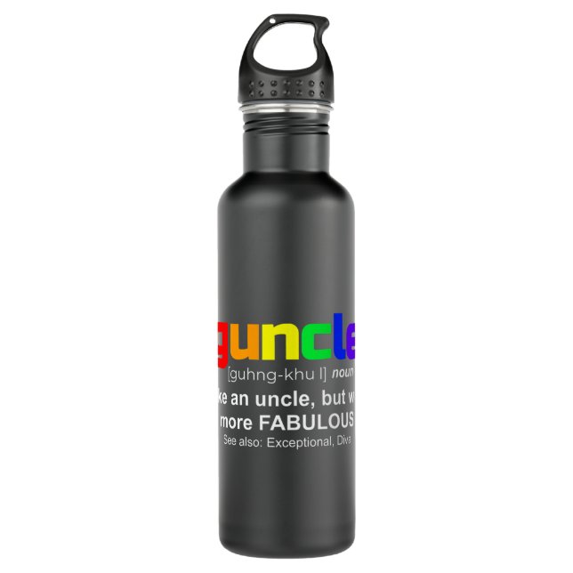 Guncle Gift for Gay Uncle  LGBT Pride Tee 710 Ml Water Bottle (Front)