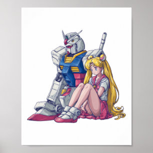 Gundam And Moon A Mecha Magical Crossover  Poster