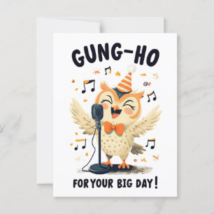 Gung-Ho Owl Birthday Celebration Singing Design Postcard
