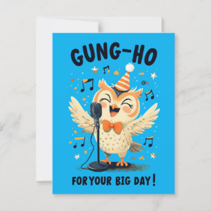 Gung-Ho Owl Birthday Celebration Singing Design Postcard
