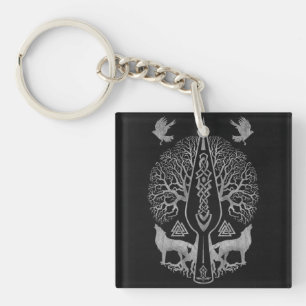 Gungnir - Spear of Odin and Tree of life  - Key Ring
