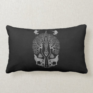 Gungnir - Spear of Odin and Tree of life Lumbar Cushion