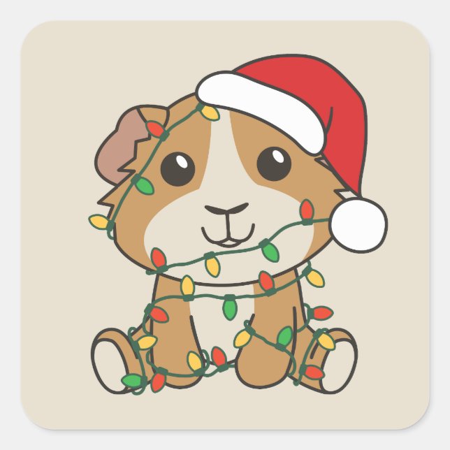 Guniea Pig Christmas Winter Animals Holiday Square Sticker (Front)