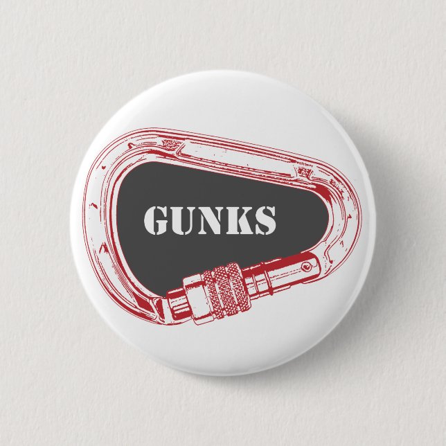 Gunks Climbing Carabiner 6 Cm Round Badge (Front)