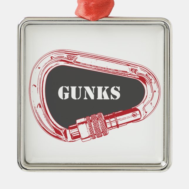 Gunks Climbing Carabiner Metal Tree Decoration (Front)