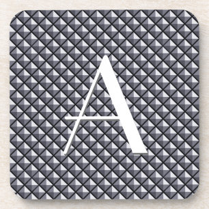 Gunmetal grey, metallic look, studded grid coaster
