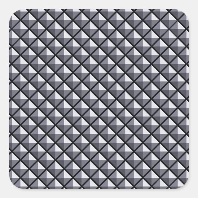 Gunmetal grey, metallic look, studded grid square sticker (Front)