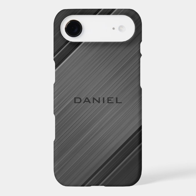 Gunmetal Grey Textured Design Personalised Name Case-Mate iPhone Case (Back)