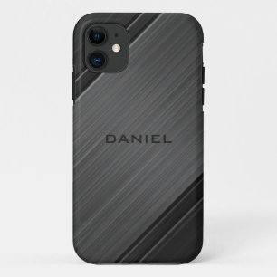 Gunmetal Grey Textured Design Personalised Name iPhone 11 Case