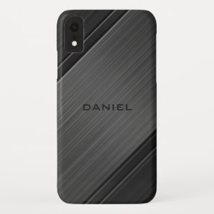 Gunmetal Grey Textured Design Personalised Name iPhone XR Case