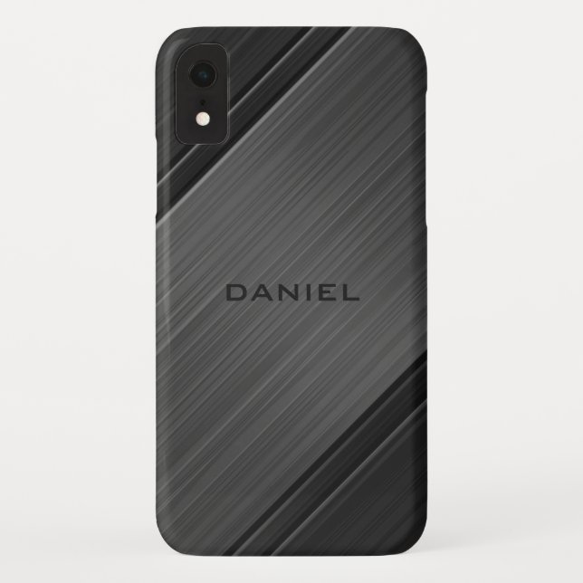 Gunmetal Grey Textured Design Personalised Name Case-Mate iPhone Case (Back)