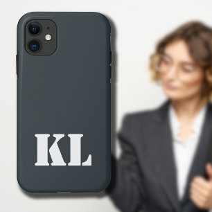 Gunmetal Metallic Solid Colour Minimalist Monogram iPhone 11 Case