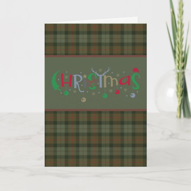 Gunn Clan Tartan Holiday Card (Front)