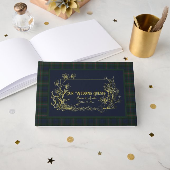 Gunn Modern Original Scottish Tartan Guest Book (Front Open)
