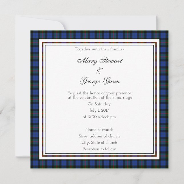 Gunn Scottish Wedding Square Invitation (Front)