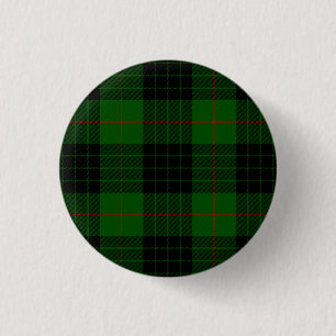 Gunn tartan green black plaid 3 cm round badge