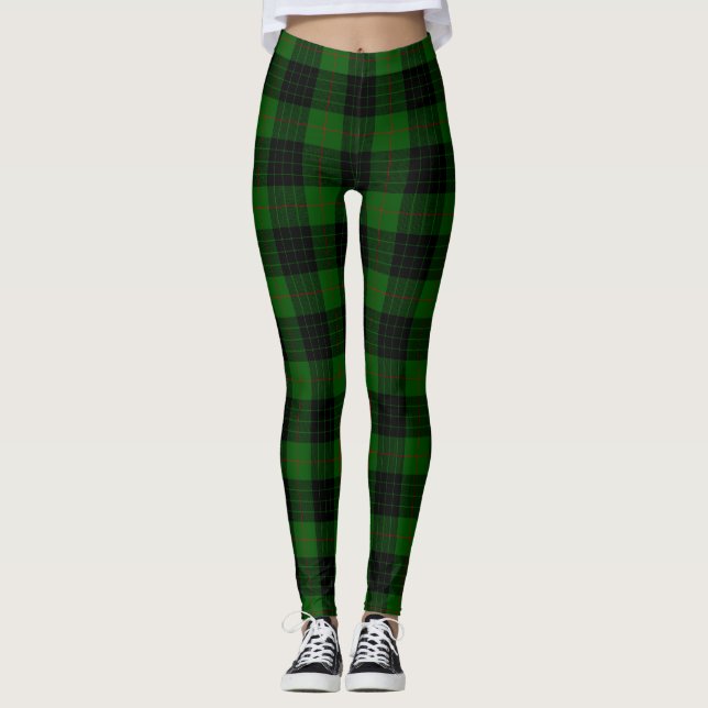 Gunn tartan green black plaid leggings (Front)