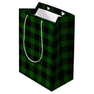 Gunn tartan green black plaid medium gift bag