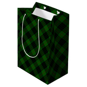 Gunn tartan green black plaid medium gift bag