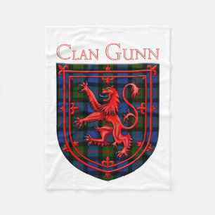 Gunn Tartan Scottish Plaid Lion Rampant Fleece Blanket