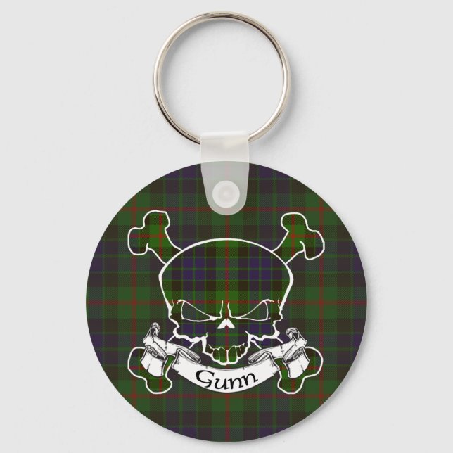 Gunn Tartan Skull Keyring (Front)