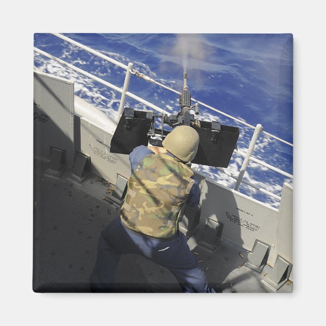 Gunners Mate firing a 50 calibre machine gun Magnet (Front)