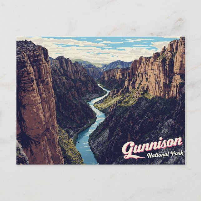 Gunnison Black Canyon River Art Postcard (Front)