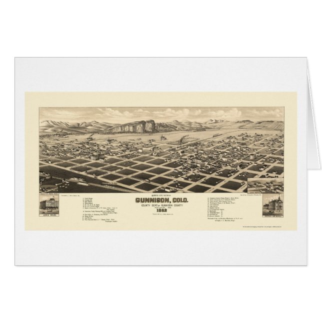 Gunnison, CO Panoramic Map - 1882 (Front Horizontal)